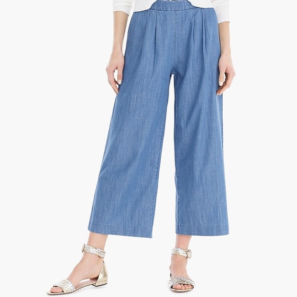 J. Crew Denim - JCREW wide leg chopped chambray pants